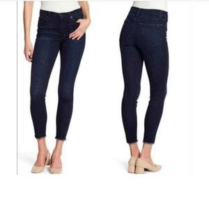 Joe’s Jeans High Rise Skinny Ankle Size 29 in Nanette Dark Wash Denim Raw Hem